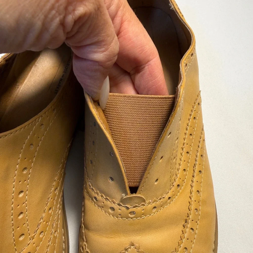 Melrose and Market Tan Brogue‎ Wingtip Laceless Oxford Shoes 10M